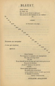  Calligram of  Guillaume Apollinaire poem “Bleuet“